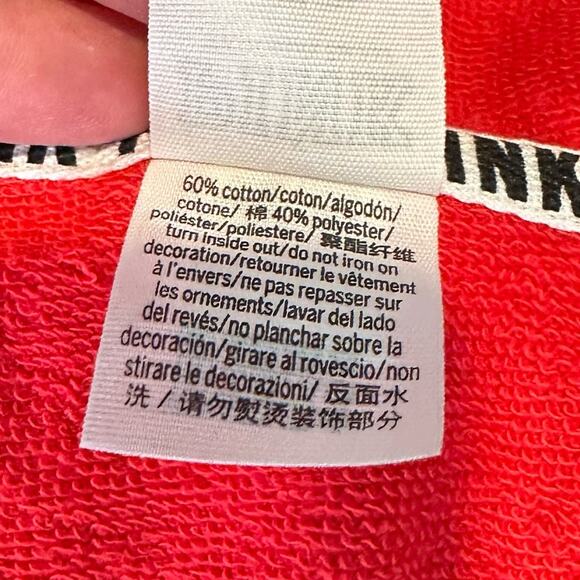 PINK Victoria’s Secret Hoodie Spellout Tie Front Red Black Size Medium - Picture 6 of 6